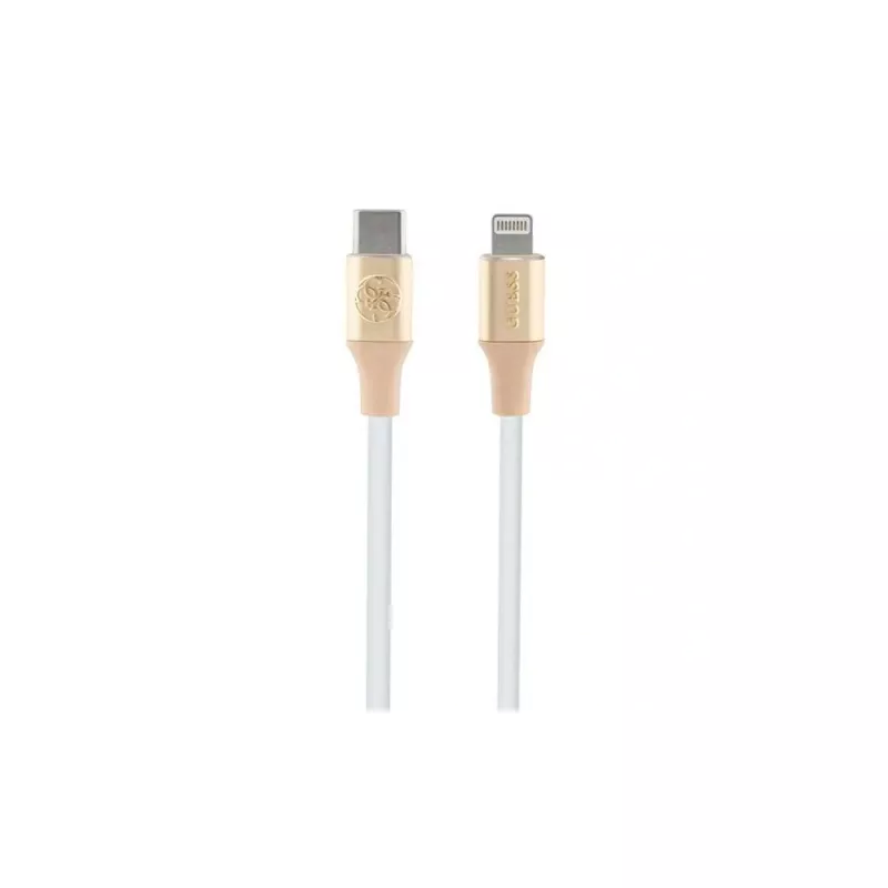 Guess GUCLLALRGDD kábel USB-C na Lightning 1,5 m rýchle nabíjanie svetlozlatá s vyrazeným logom