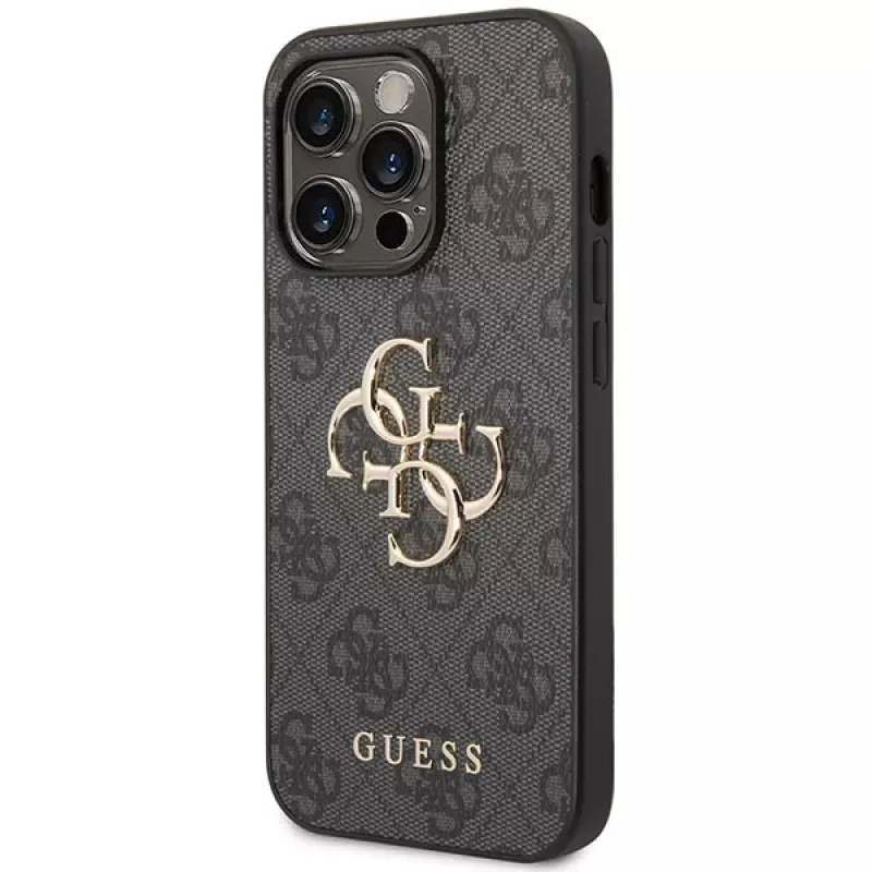Guess GUHCP15L4GMGGR pevné puzdro pre iPhone 15 Pro 6,1 inch - sivá 4G Big Metal Logo