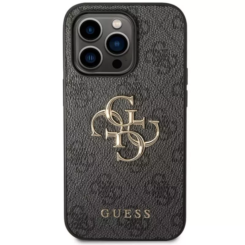 Guess GUHCP15L4GMGGR pevné puzdro pre iPhone 15 Pro 6,1 inch - sivá 4G Big Metal Logo