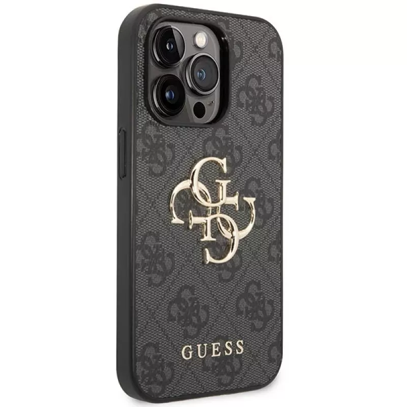 Guess GUHCP15L4GMGGR pevné puzdro pre iPhone 15 Pro 6,1 inch - sivá 4G Big Metal Logo