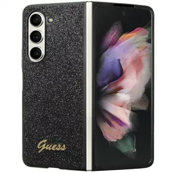 Guess Glitter Script F946 pevné puzdro pre Samsung Galaxy Z Fold5, čierna