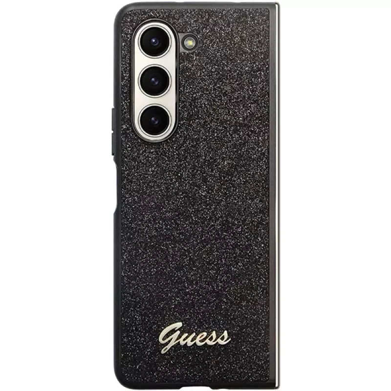 Guess Glitter Script F946 pevné puzdro pre Samsung Galaxy Z Fold5, čierna