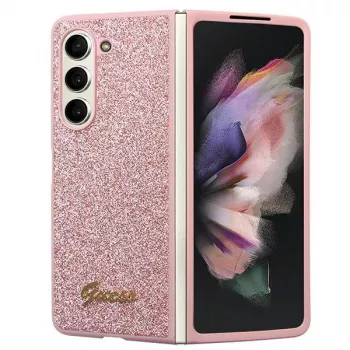 Guess GUHCZFD5HGGSHP F946 Glitter Script pevné puzdro pre Samsung Galaxy Z Fold5 - ružová