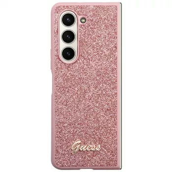 Guess GUHCZFD5HGGSHP F946 Glitter Script pevné puzdro pre Samsung Galaxy Z Fold5 - ružová