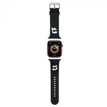 Karl Lagerfeld 3D gumený remienok Karl & Choupette Heads NFT pre Apple Watch 38/40/41mm čierny