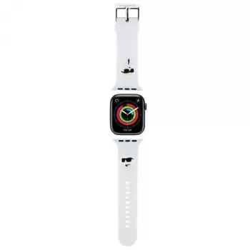 Karl Lagerfeld 3D gumený remienok Karl & Choupette Heads NFT pre Apple Watch 42/44/45/49mm biely