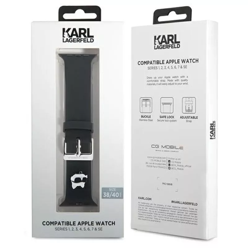 Karl Lagerfeld 3D gumený remienok Choupette Head pre Apple Watch 38/40/41mm čierny