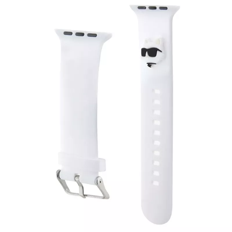 Karl Lagerfeld 3D gumený remienok Choupette Head pre Apple Watch 42/44/45/49mm biely