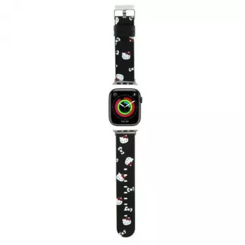 Hello Kitty HKAWMPSAPSK remienok pre Apple Watch 38/40/41mm čierny silikón vzor Heads & Bows