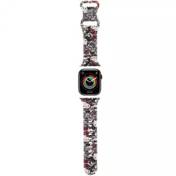 Hello Kitty HKAWMSDGPTE remienok pre Apple Watch 38/40/41 mm béžový silikónový Graffiti Tags