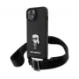 Karl Lagerfeld Saffiano puzdro Metal Ikonik pre iPhone 15 čierne