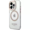 Guess GUHMP15XHTRMD Metal Outline hard case pre Apple iPhone 15 Pro Max, zlatý, kompatibilný s MagSafe