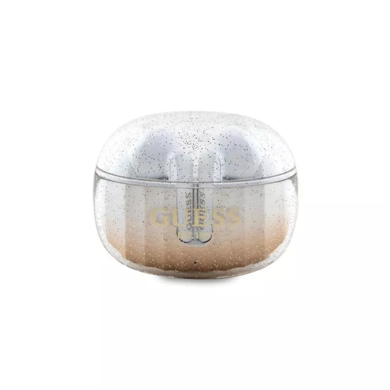 Guess Glitter Gradient Bluetooth TWS slúchadlá s nabíjacím puzdrom (zlaté)