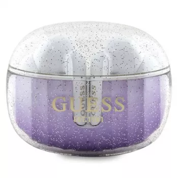 Guess Glitter Gradient True Wireless Bluetooth slúchadlá s nabíjacím puzdrom (fialové)