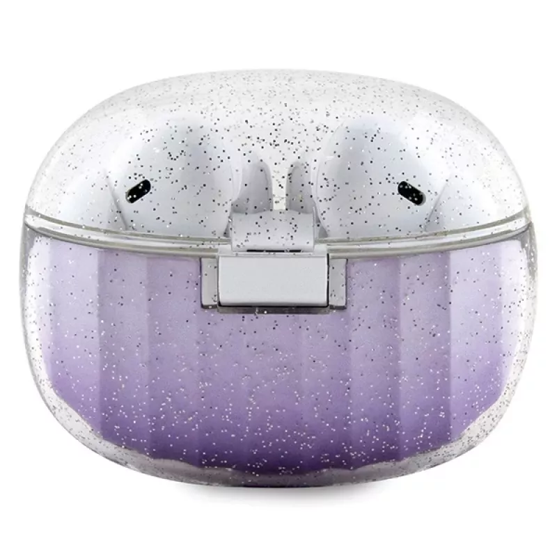 Guess Glitter Gradient True Wireless Bluetooth slúchadlá s nabíjacím puzdrom (fialové)