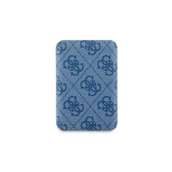 Guess bezdrôtová power banka 5000mAh modrá 4G kožená Metal Logo MagSafe 15W
