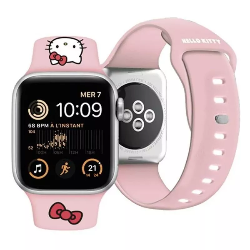 Hello Kitty HKAWLSCHBLP silikónový remienok pre Apple Watch 42/44/45/49 mm ružový