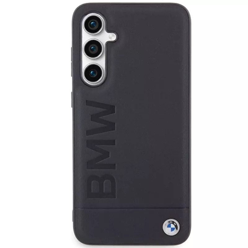BMW S23 FE S711 čierne kožené puzdro s hot stamp pre Samsung Galaxy S23 FE