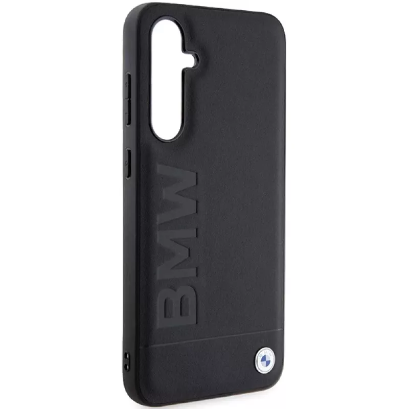 BMW S23 FE S711 čierne kožené puzdro s hot stamp pre Samsung Galaxy S23 FE