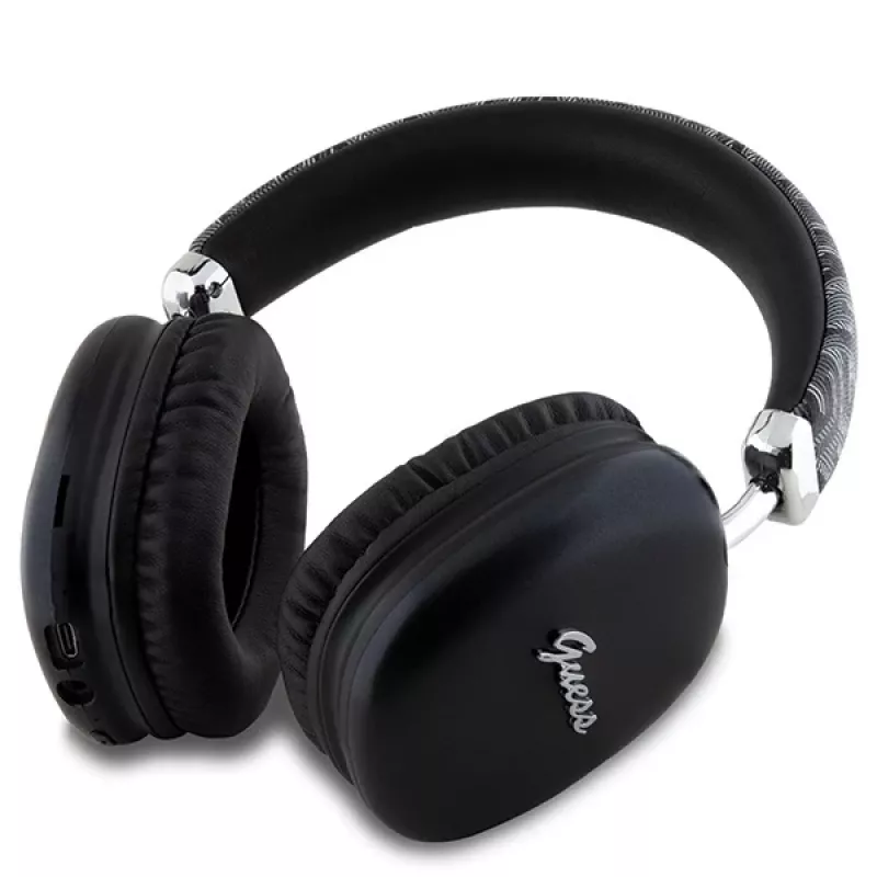Guess Gcube Metallic Script Logo on-ear Bluetooth slúchadlá čierne