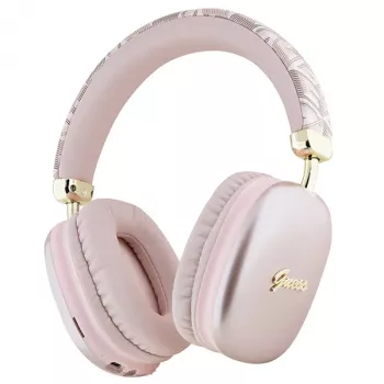 Guess Gcube Metallic Script Logo on-ear Bluetooth slúchadlá ružové