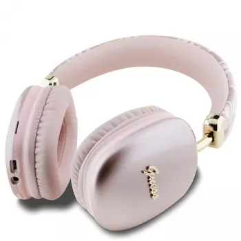Guess Gcube Metallic Script Logo on-ear Bluetooth slúchadlá ružové