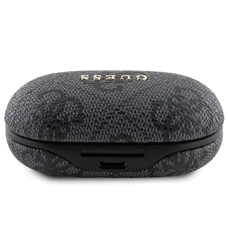 Guess 4G Metal Logo Bluetooth TWS ENC slúchadlá s nabíjacím puzdrom (čierne)