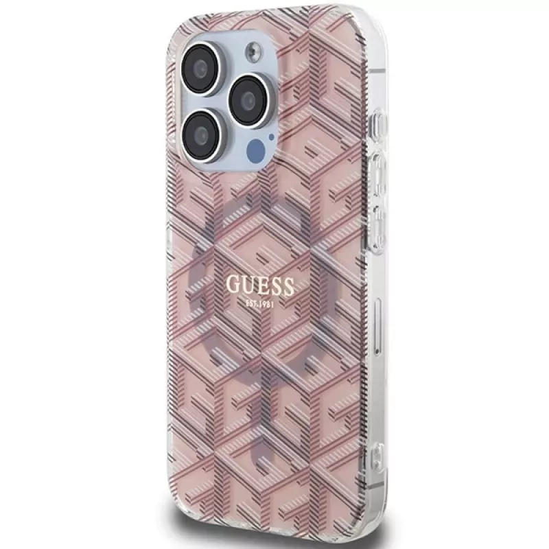 Guess GUHMP15XHGCUSTGP iPhone 15 Pro Max 6,7 inch ružová pevné puzdro IML GCube MagSafe