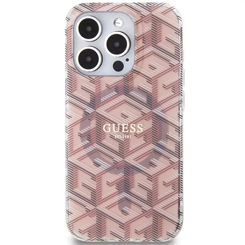 Guess GUHMP15XHGCUSTGP iPhone 15 Pro Max 6,7 inch ružová pevné puzdro IML GCube MagSafe