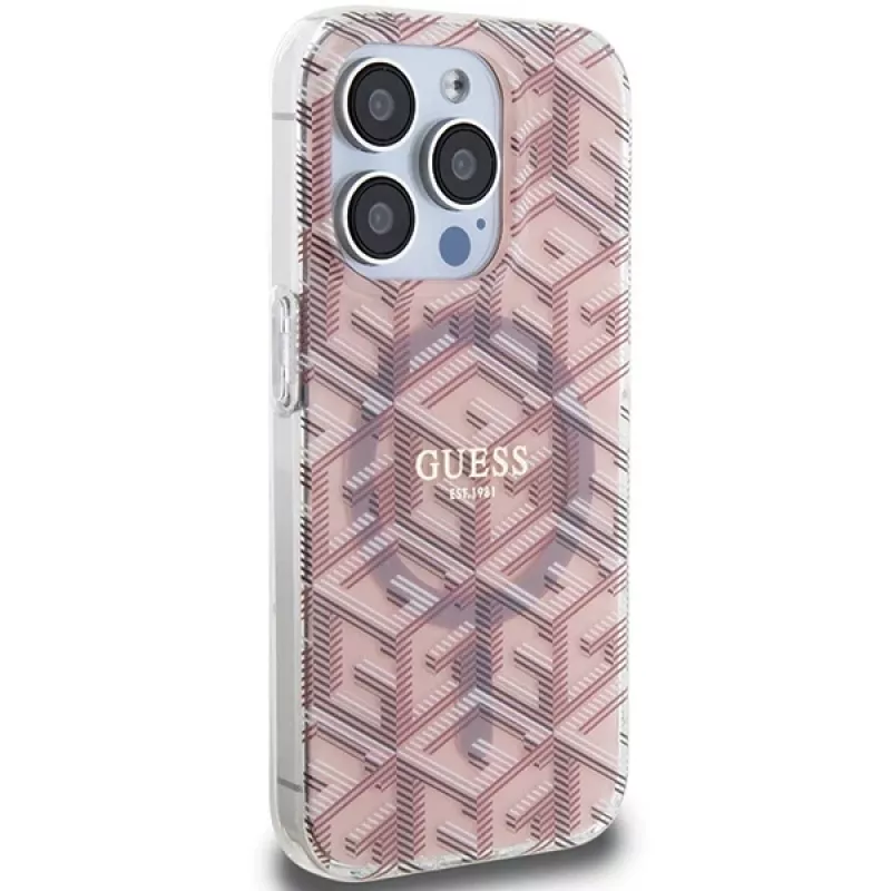 Guess GUHMP15XHGCUSTGP iPhone 15 Pro Max 6,7 inch ružová pevné puzdro IML GCube MagSafe
