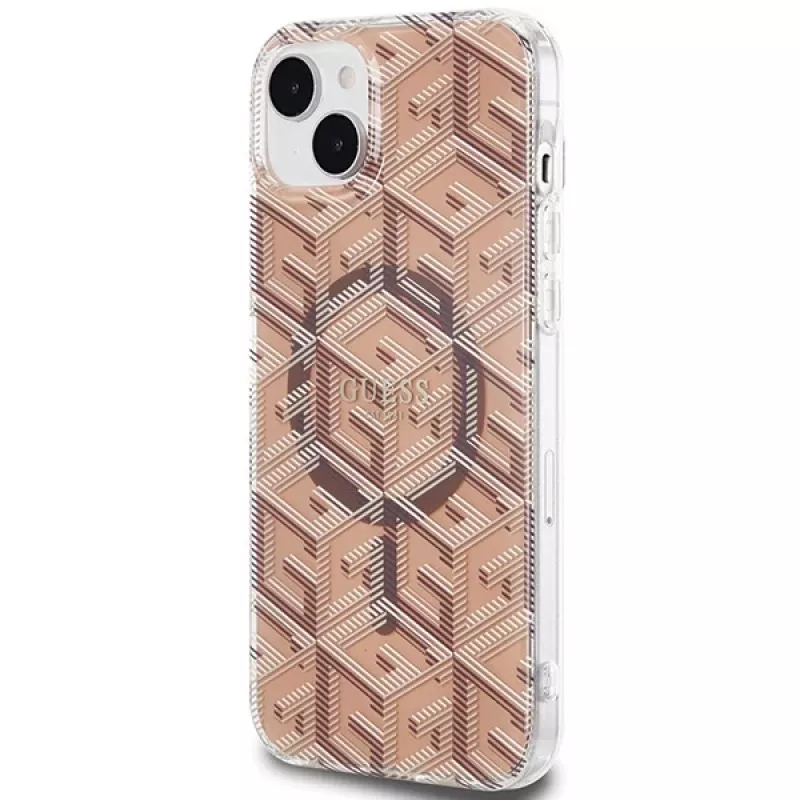 Guess GUHMP15SHGCUSTGW iPhone 15 / 14 / 13 6,1 inch hnedá pevné puzdro IML GCube MagSafe