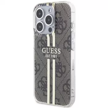 Guess GUHCP15LH4PSEGW iPhone 15 Pro 6.1 pevné puzdro IML 4G Gold Stripe hnedá