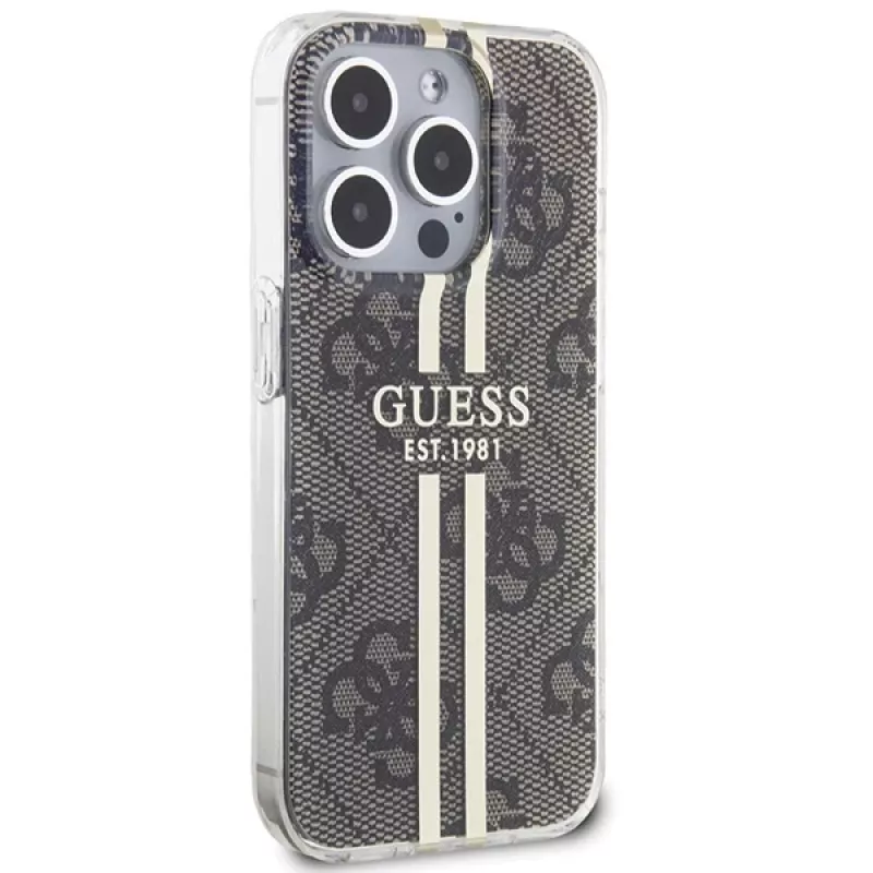 Guess GUHCP15LH4PSEGW iPhone 15 Pro 6.1 pevné puzdro IML 4G Gold Stripe hnedá