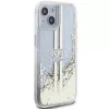 Guess GUHCP15MLFCSEGT iPhone 15 Plus / 14 Plus 6,7 inch priehľadné pevné puzdro Liquid Glitter zlaté pruhy