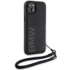 BMW Signature Leather Wordmark Cord pevné puzdro pre iPhone 15 Plus / 14 Plus 6,7