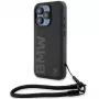 BMW Signature Leather Wordmark Cord pevné puzdro pre iPhone 15 Pro 6.1 čierna