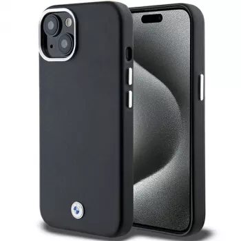 BMW M Collection Signature Wrapped Metal MagSafe puzdro pre iPhone 15 Plus / 14 Plus - čierna