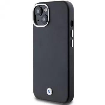 BMW M Collection Signature Wrapped Metal MagSafe puzdro pre iPhone 15 Plus / 14 Plus - čierna