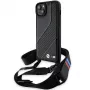 BMW M Edition Carbon Stripe & Strap pevné puzdro pre iPhone 15 Plus / 14 Plus 6,7