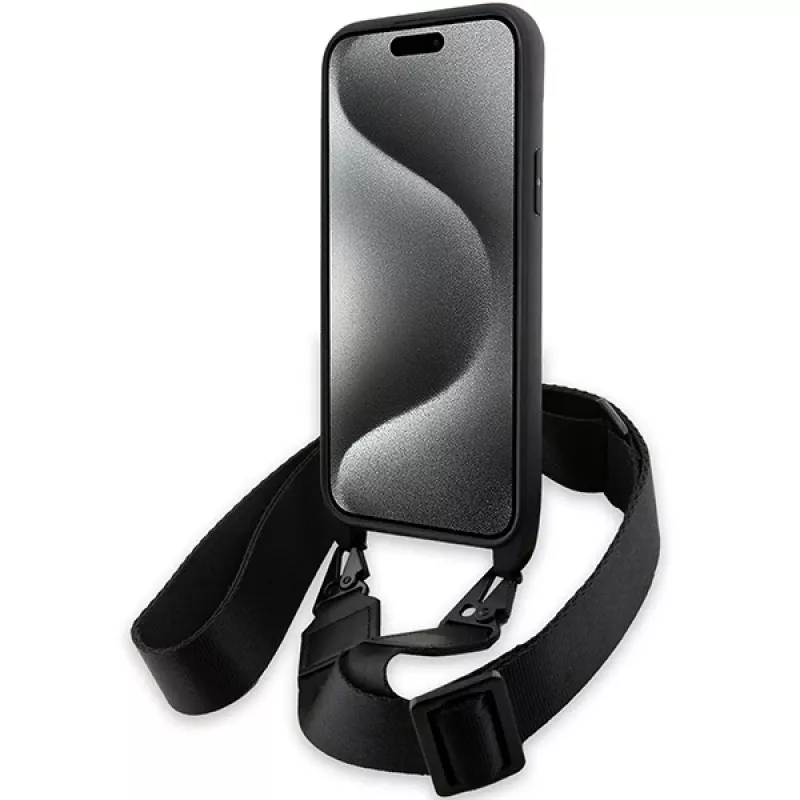BMW M Edition Carbon Stripe & Strap pevné puzdro pre iPhone 15 Plus / 14 Plus 6,7