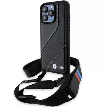 BMW BMHCP15L23PSCCK iPhone 15 Pro 6.1 čierna pevné puzdro M Edition Carbon Stripe & Strap