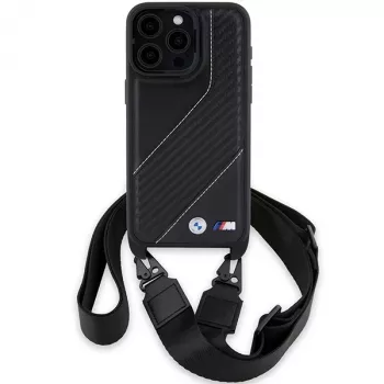 BMW BMHCP15L23PSCCK iPhone 15 Pro 6.1 čierna pevné puzdro M Edition Carbon Stripe & Strap
