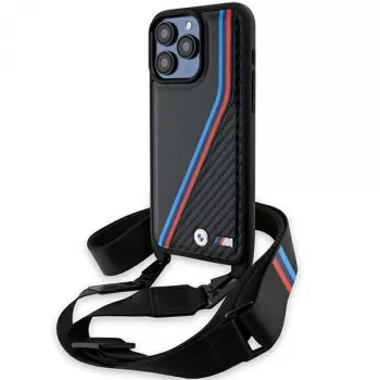 BMW M Edition Carbon Tricolor Lines pevné puzdro pre Apple iPhone 15 Pro 6,1