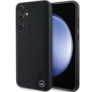 Mercedes-Benz Debossed Line kožené MagSafe pevné puzdro pre Samsung Galaxy S24+ (SM-S926) - čierne
