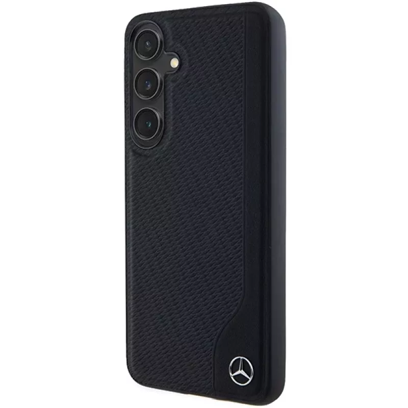 Mercedes-Benz Debossed Line kožené MagSafe pevné puzdro pre Samsung Galaxy S24+ (SM-S926) - čierne