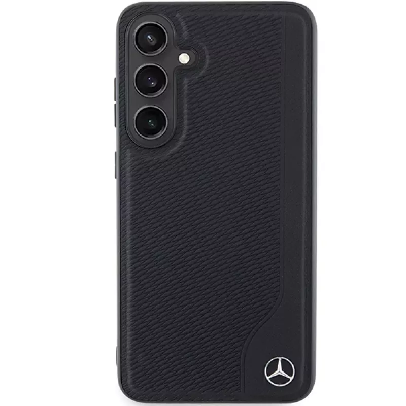 Mercedes-Benz Debossed Line kožené MagSafe pevné puzdro pre Samsung Galaxy S24+ (SM-S926) - čierne