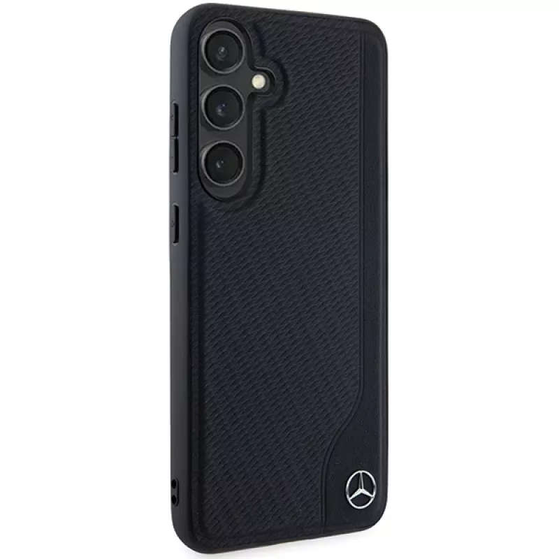 Mercedes-Benz Debossed Line kožené MagSafe pevné puzdro pre Samsung Galaxy S24+ (SM-S926) - čierne