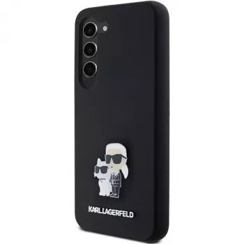 Karl Lagerfeld KLHCS23SSMHKCNPK S23 S911 čierne pevné puzdro silikónové Karl & Choupette kovový pin