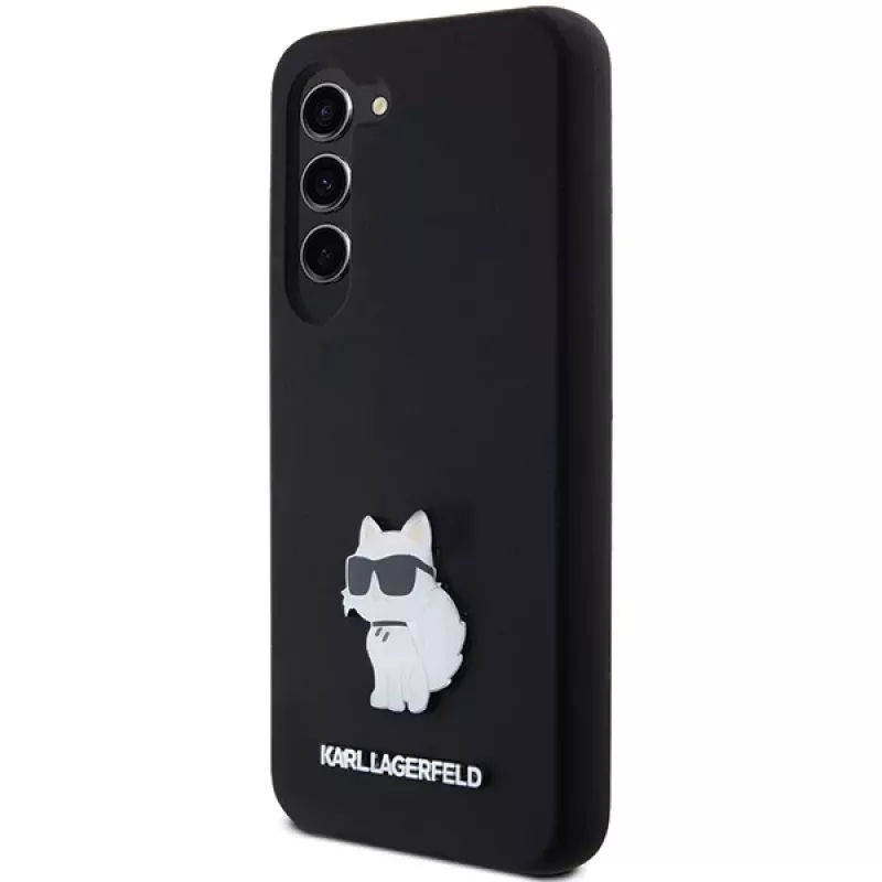 Karl Lagerfeld KLHCS23SSMHCNPK S23 S911 čierne pevné puzdro silikónové Choupette kovový pin