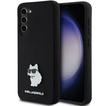 Karl Lagerfeld KLHCS23MSMHCNPK S23+ S916 čierne pevné puzdro silikónové Choupette kovový pin